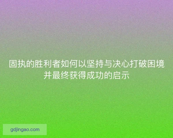 固执的胜利者如何以坚持与决心打破困境并最终获得成功的启示
