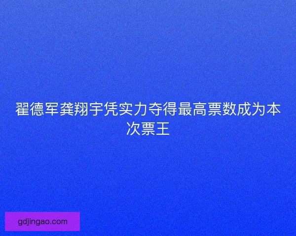 翟德军龚翔宇凭实力夺得最高票数成为本次票王