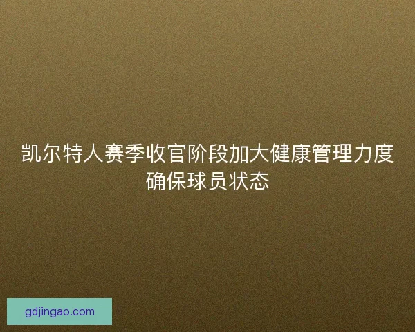 凯尔特人赛季收官阶段加大健康管理力度确保球员状态